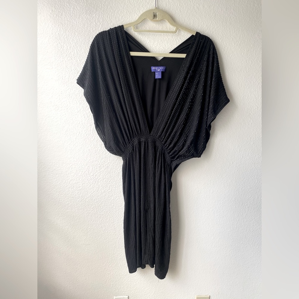 Black deep v-neck cocktail dress
